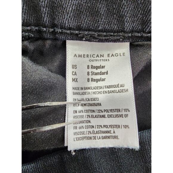 American Eagle Next Level Stretch Curvy Hi-Rise Jegging Size 8 Black Distressed - Picture 9 of 16